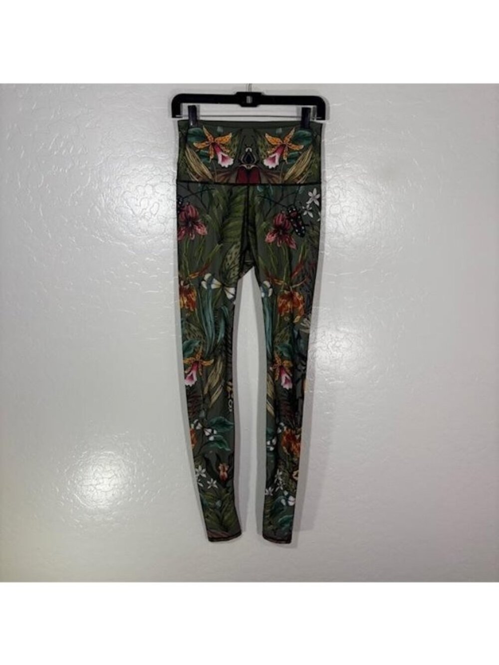 Yoga Democracy Leggings Womens S Green Floral Jungle Ankle Yoga Pants USA Gym